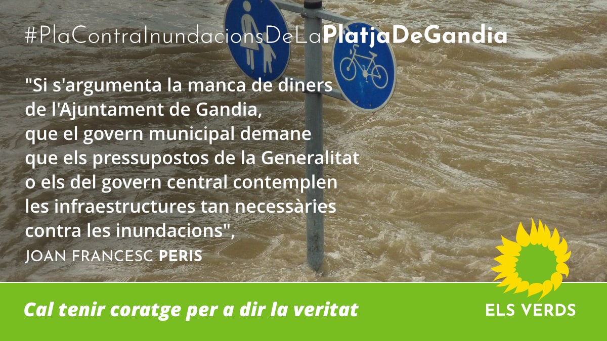 Els Verds demanen al govern municipal l'acabament de les obres previstes del Pla Contra Inundacions de la Platja de Gandia