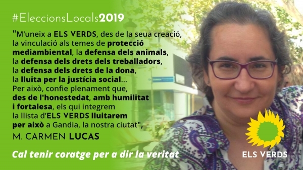 Mari Carmen Lucas se suma a la candidatura d’Els Verds per a l’Ajuntament de Gandia